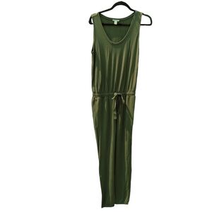 Daily Ritual Women's Green Olive Terry Sleeveless Scoopneck Jumpsuit Small New